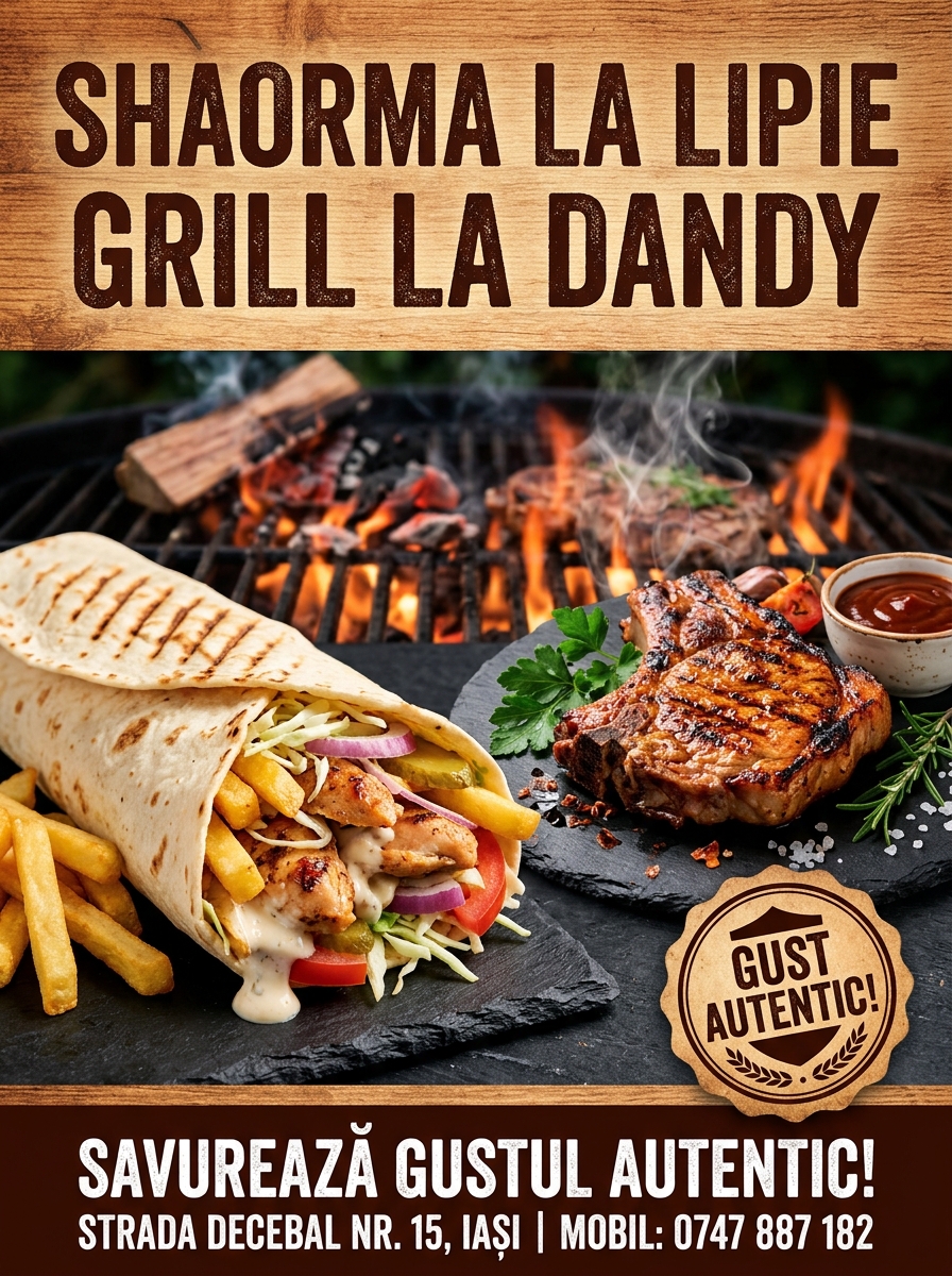 Poster Promoțional Flyer Shaorma la Lipie și Grill La Dandy Iași